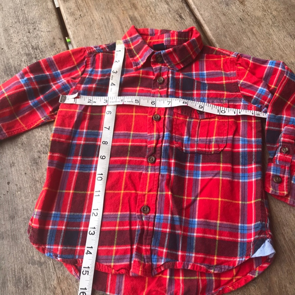 Gap Red Blue Plaid Flannel Shirt Boys 2 - Picture 3 of 4